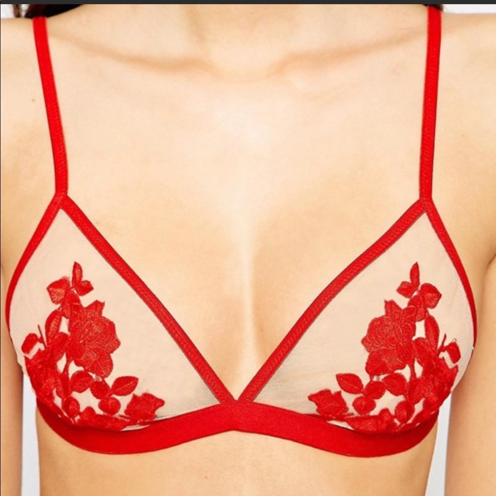 NEW Rare Boudoir mesh lace bralette sexy red bra